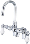 Chrome Adjustable Spread Wall Mount Tub Faucet with Gooseneck Spout V257