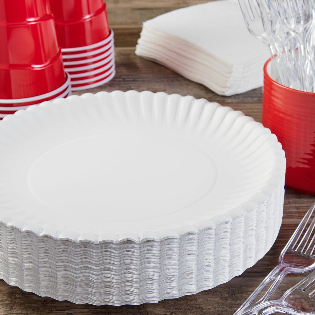 White 9 in 70 Count Disposable Paper Plates T961
