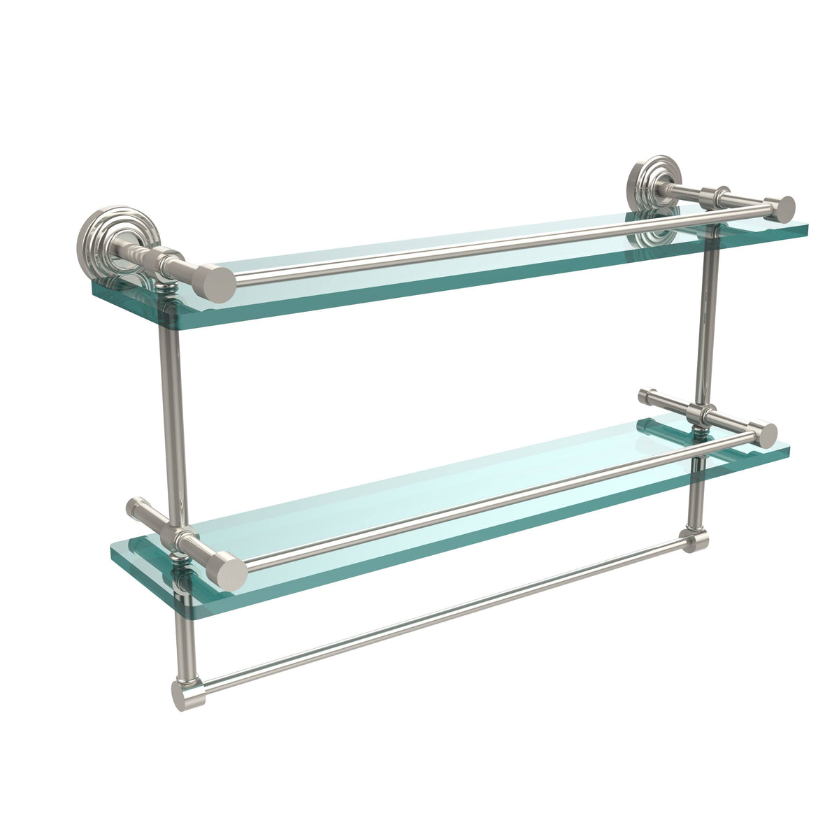 22 inch Double Glass Shelf with Towel Bar, Venetian Bronze C712