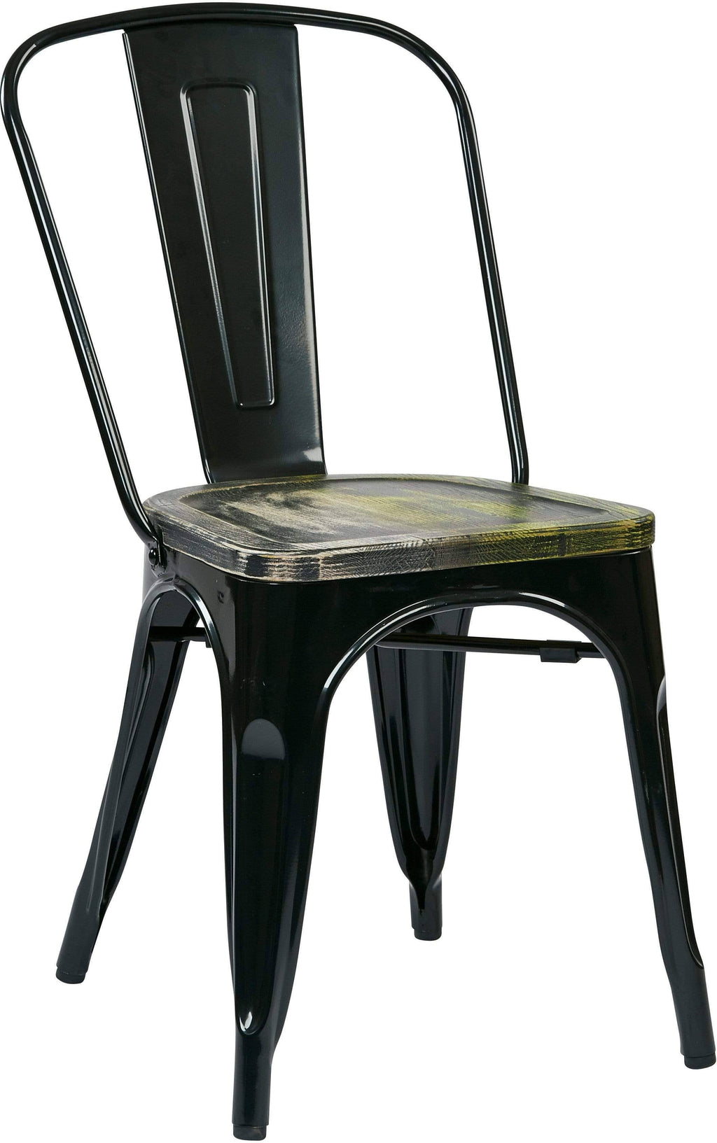Black Metal Chair with Wood Seat - Set of 2 P2953