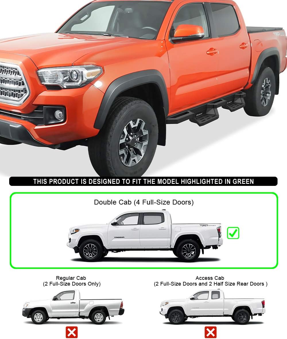 6.5in Nerf Bars Drop Steps Rocker Guards for Toyota Tacoma Double Cab Crew Cab D37697