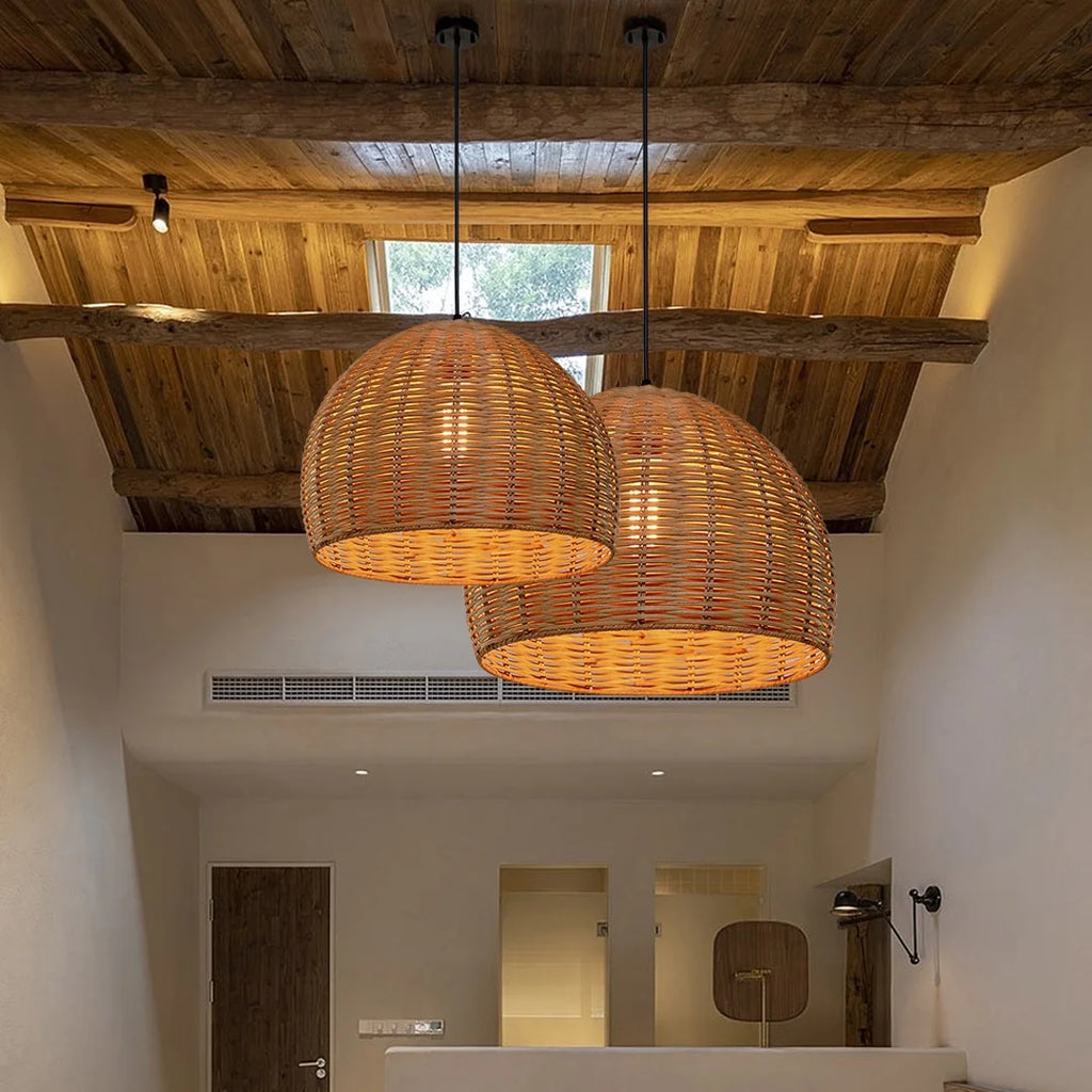Boho Round Bamboo Pendant Light R412