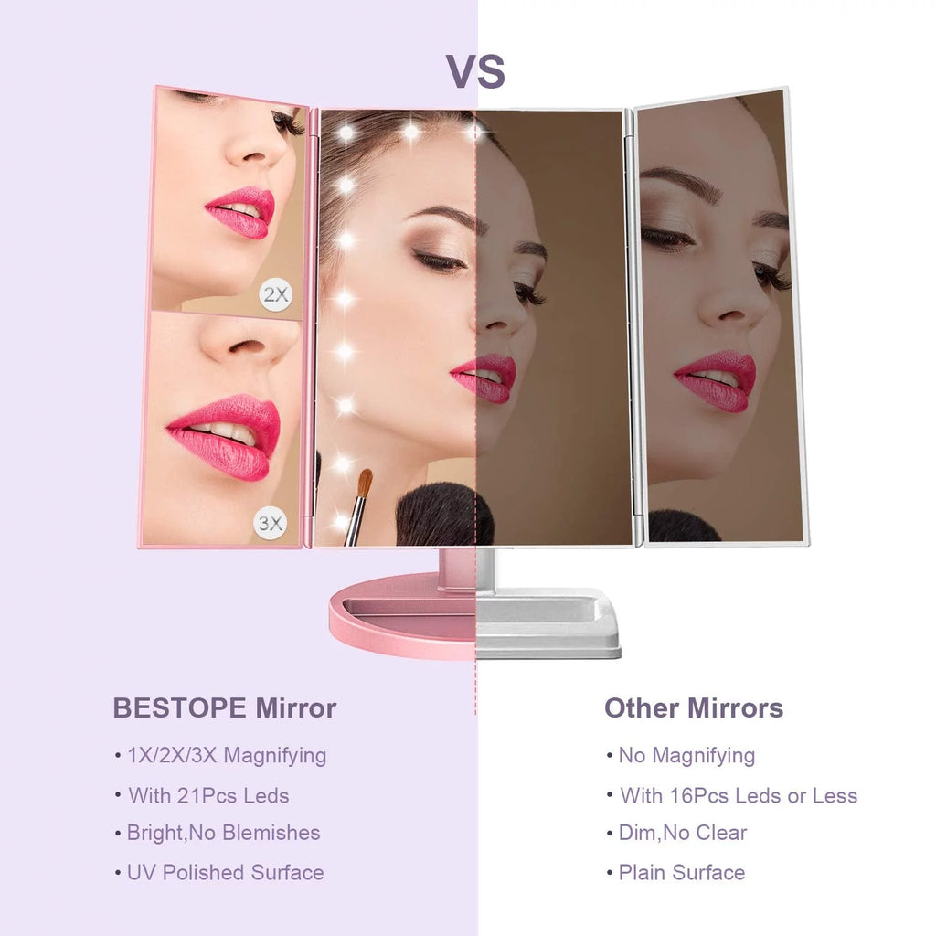 Trifold Makeup Vanity Mirror with Lights N797039