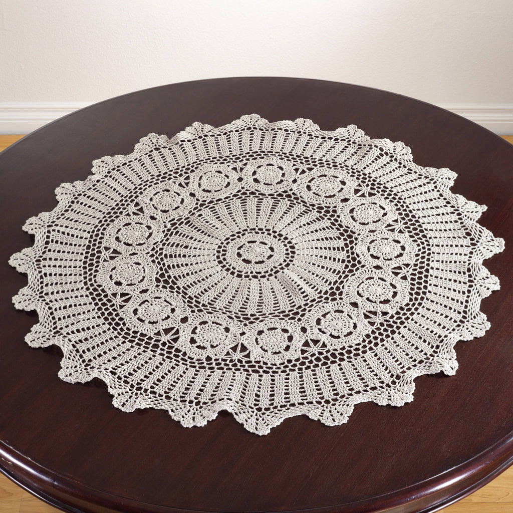 Handmade Crochet Lace Table Linens Grey E649441