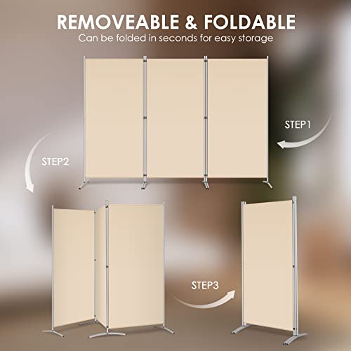 4 Panel 6 FT Folding Privacy Screen Room Divider, Black N2325