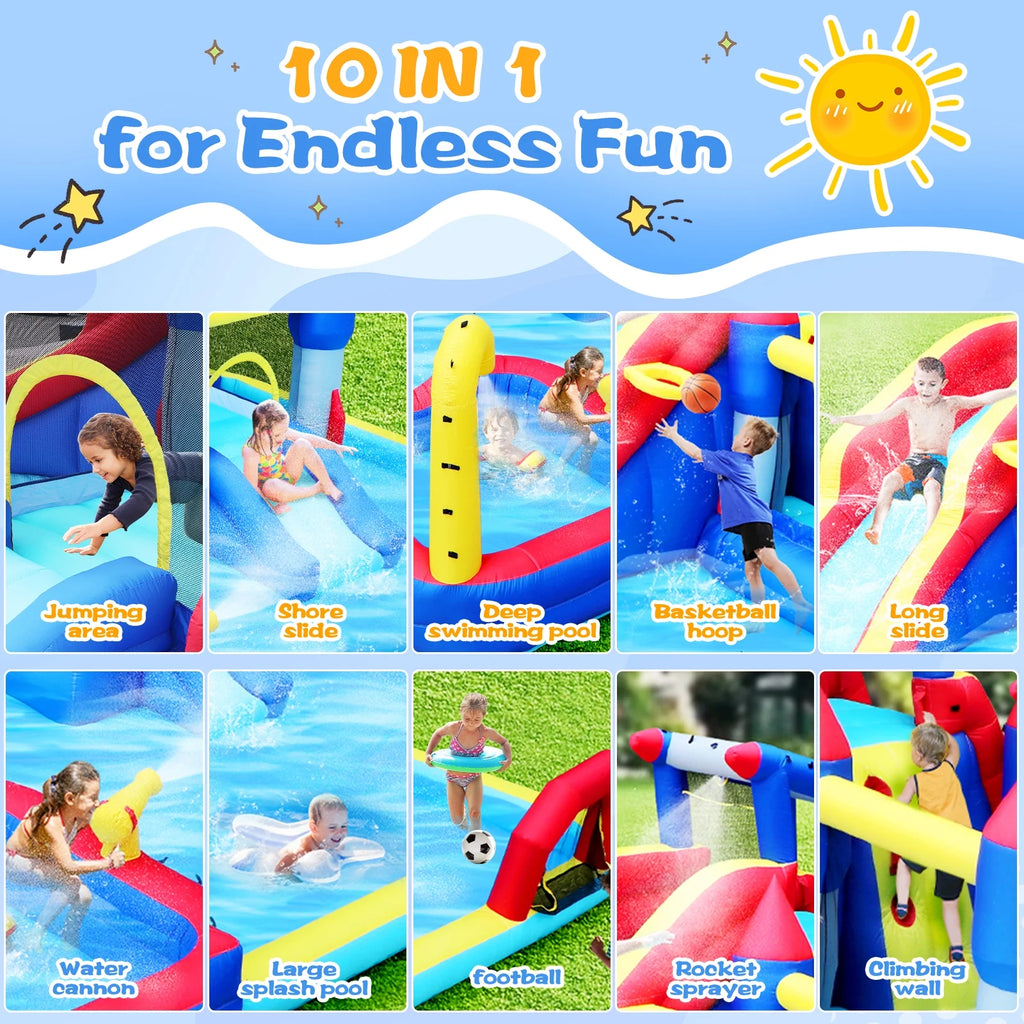 10 in1 Inflatable Water Park with Splash Pool C38318