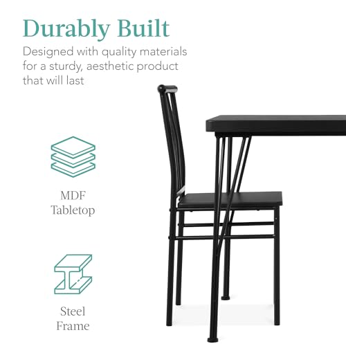 5-Piece Metal and Wood Rectangular Dining Table Set with 4 Chairs V955