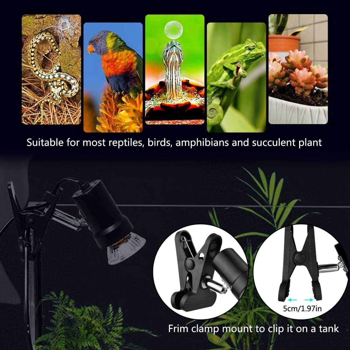 Reptile Heat Lamp with 50W UVA UVB Light Bulb P905